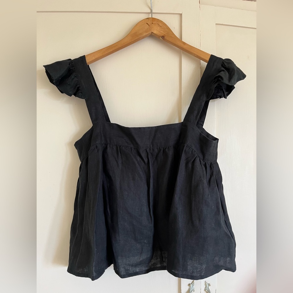 Black Linen LJC Designs top